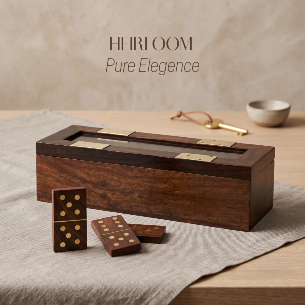 wooden domino game set