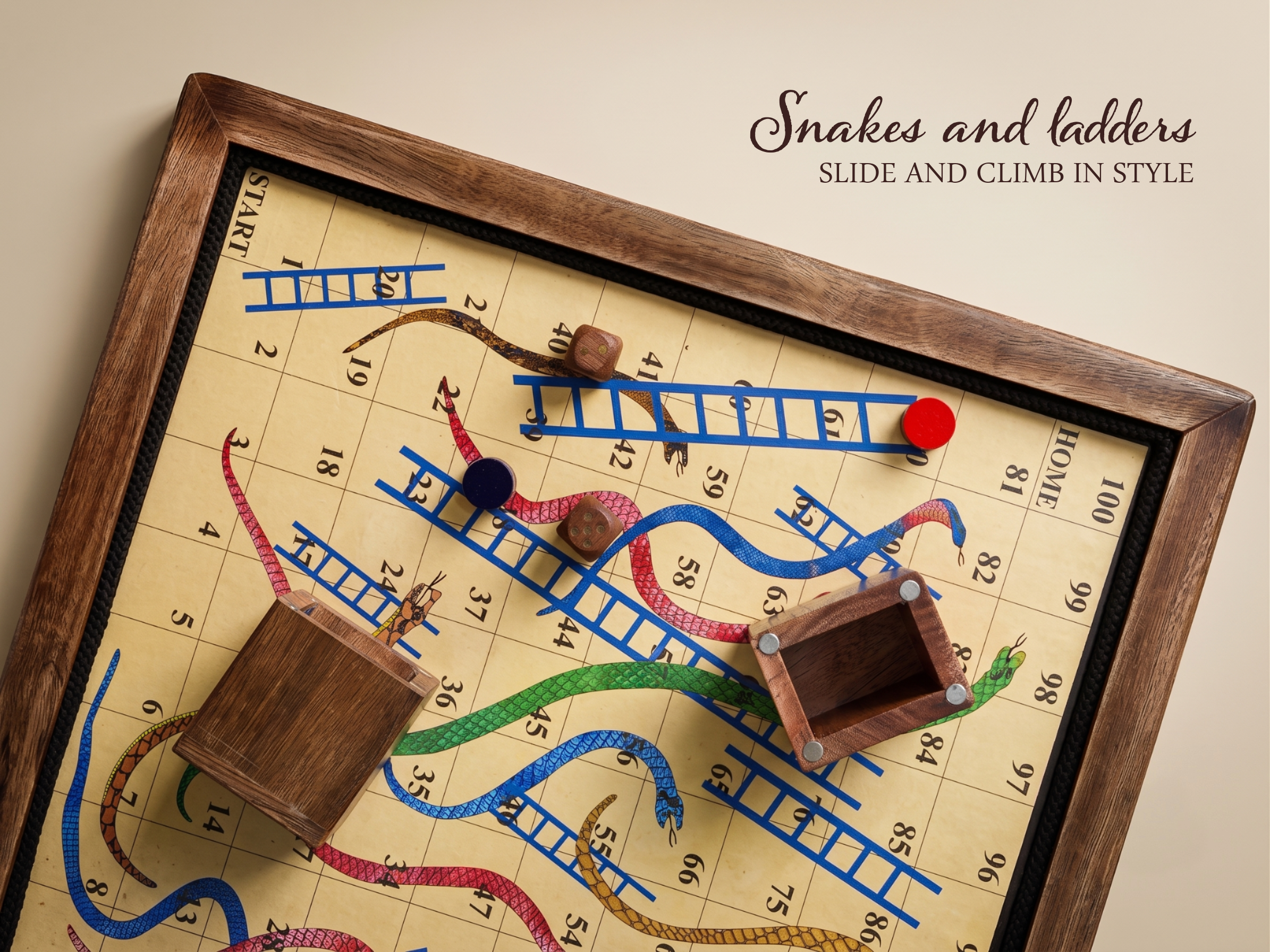 Wooden Ludo and Snakes & Ladders Board Game | 2-in-1, Reversible, Magnetic - Image 8