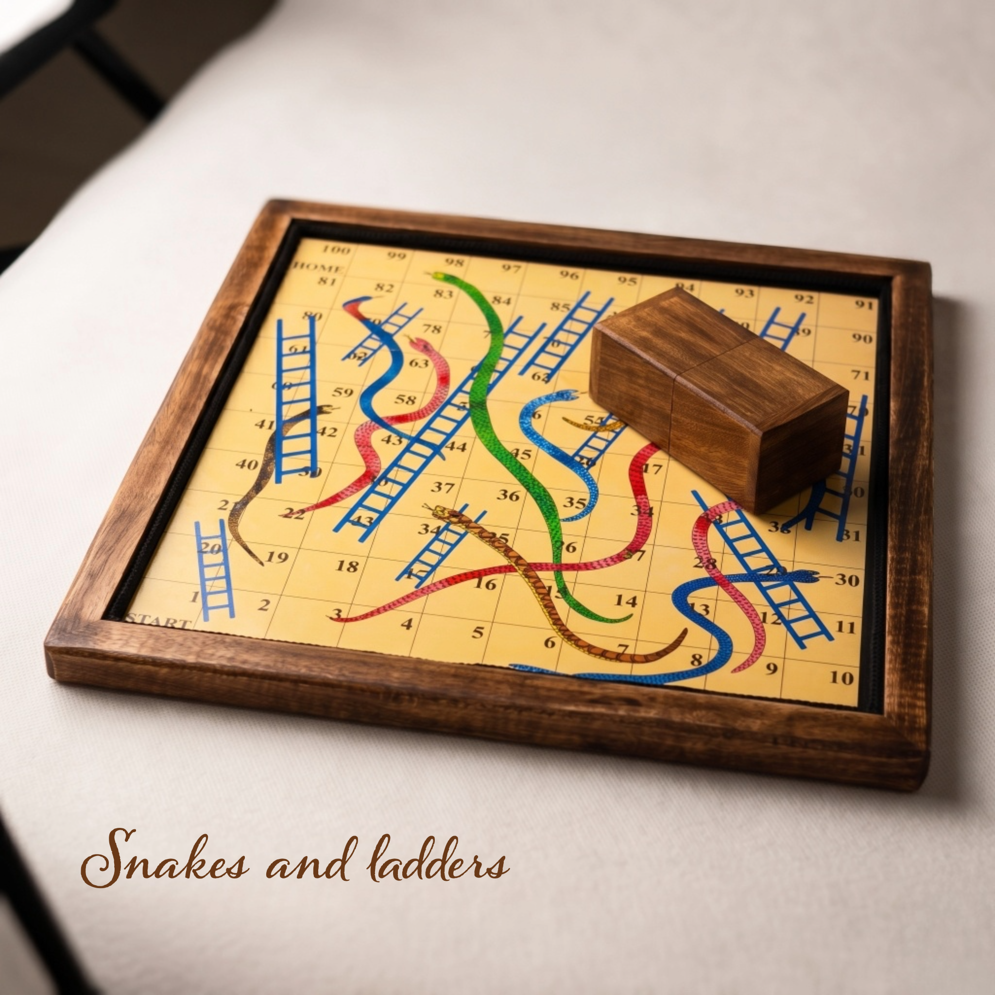 Wooden Ludo and Snakes & Ladders Board Game | 2-in-1, Reversible, Magnetic - Image 7