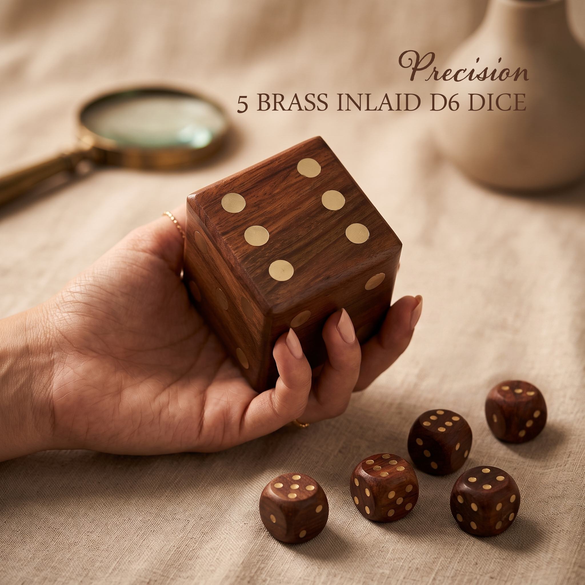 Wooden Dice Box, Personalized Game Accessories, DnD, Yahtzee - Birthday Gift, Set of 5 Dices - Image 10