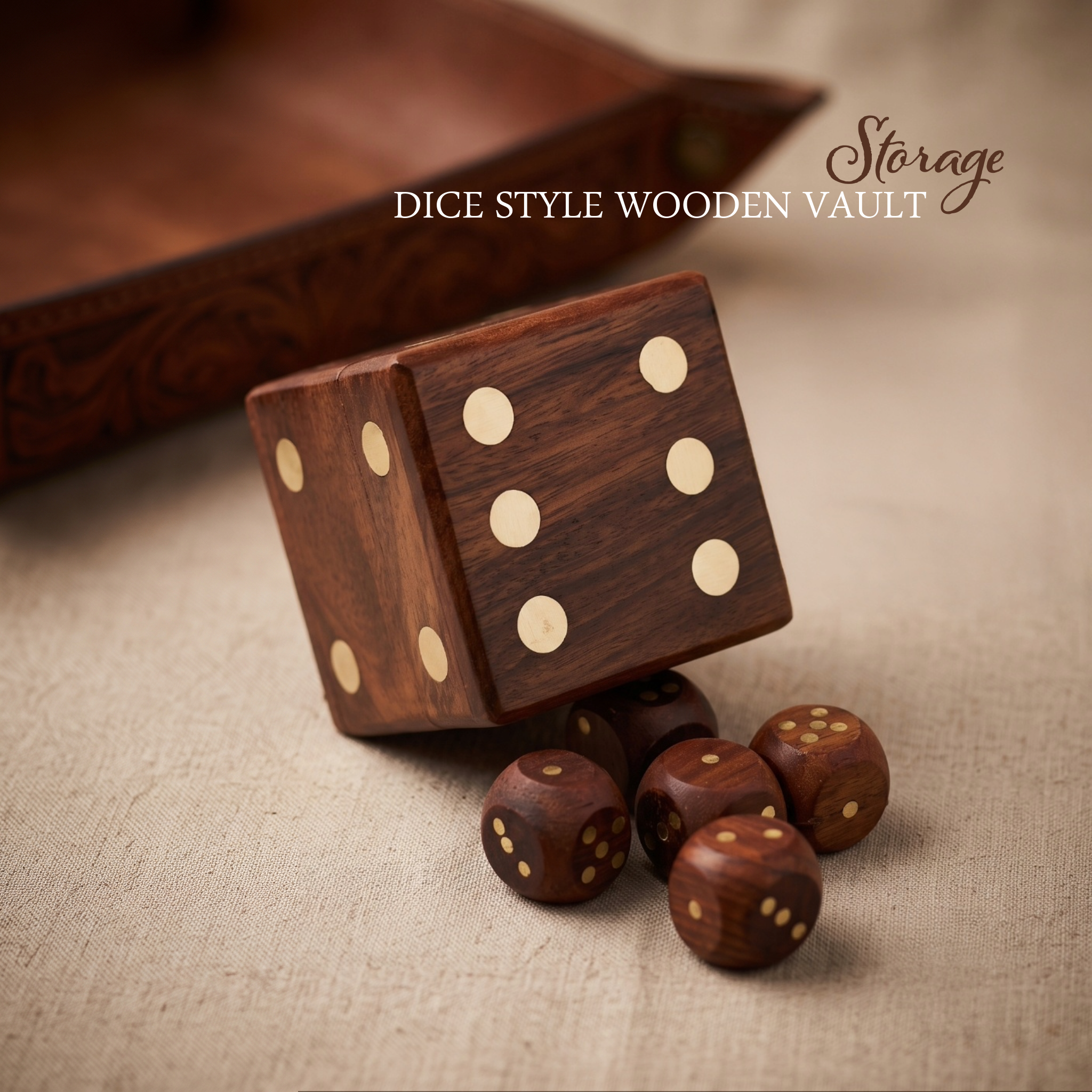 Wooden Dice Box, Personalized Game Accessories, DnD, Yahtzee - Birthday Gift, Set of 5 Dices - Image 9