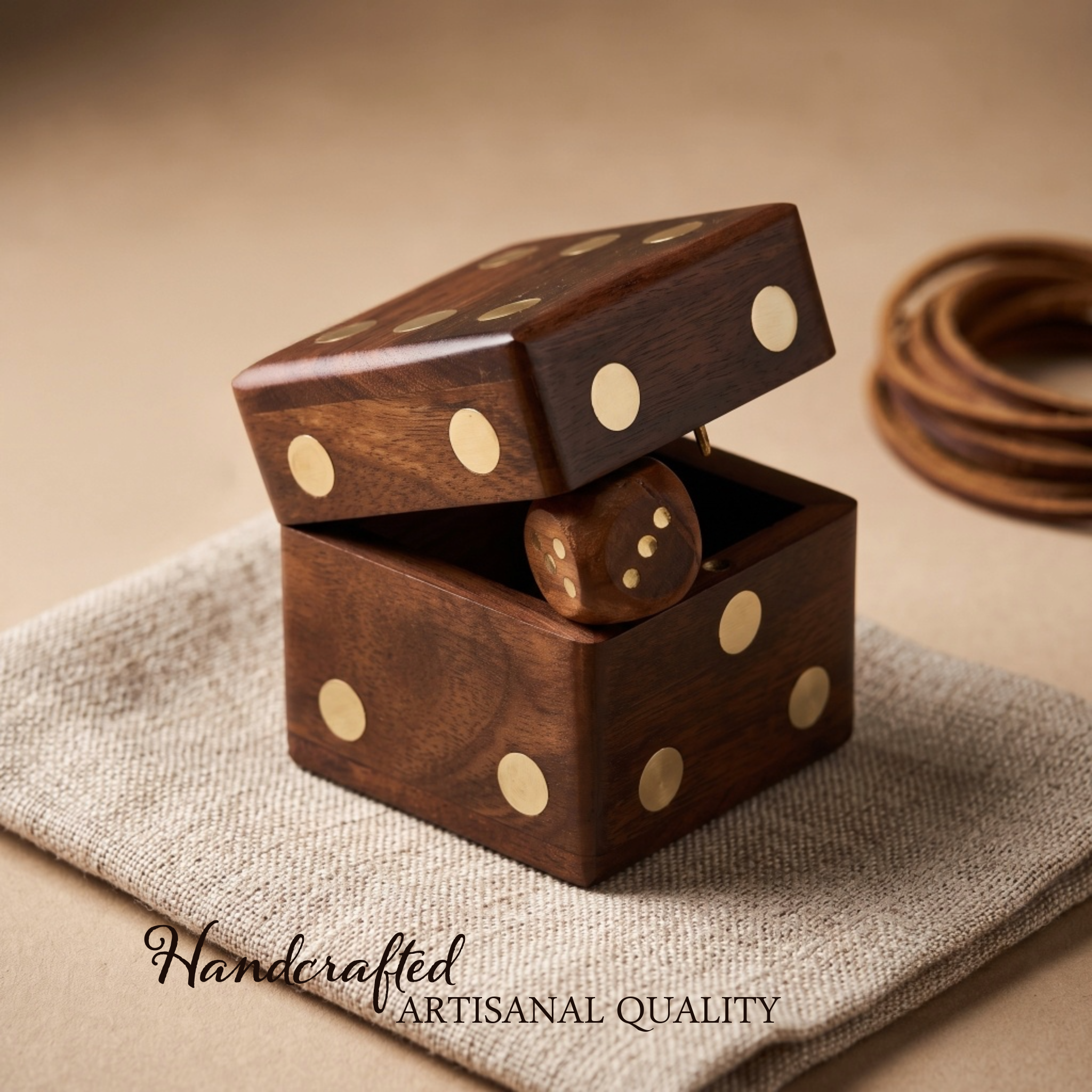 Wooden Dice Box, Personalized Game Accessories, DnD, Yahtzee - Birthday Gift, Set of 5 Dices - Image 4