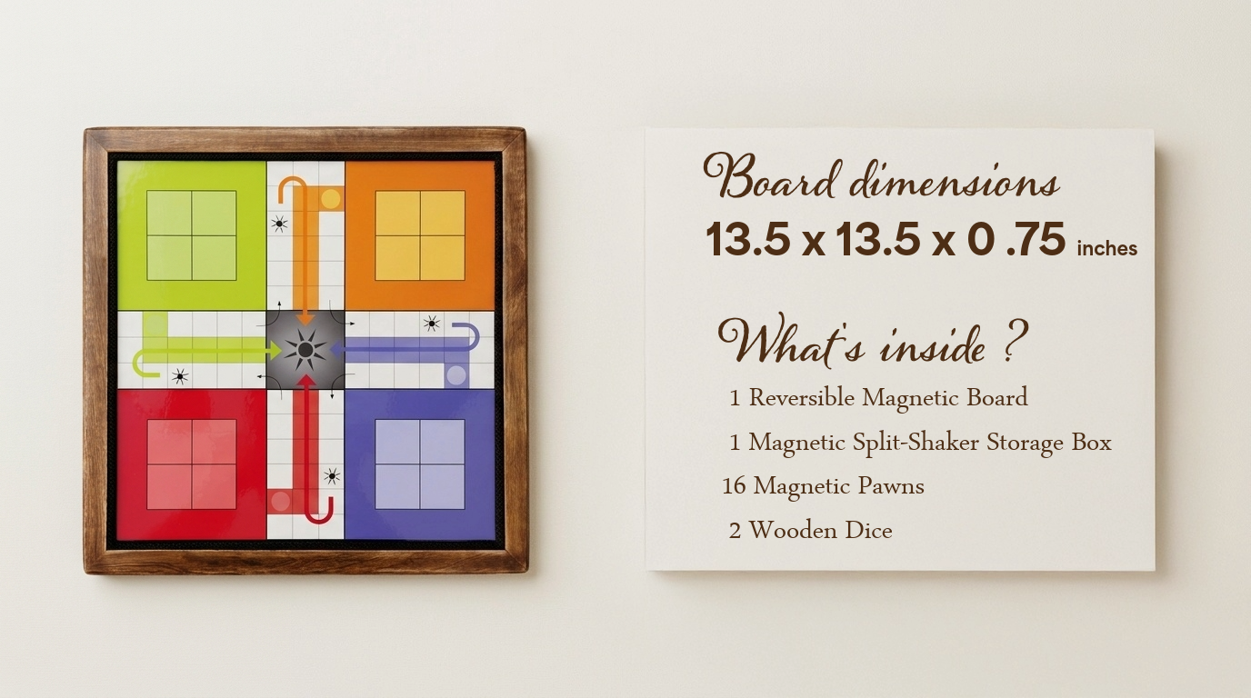 Wooden Ludo and Snakes & Ladders Board Game | 2-in-1, Reversible, Magnetic - Image 3