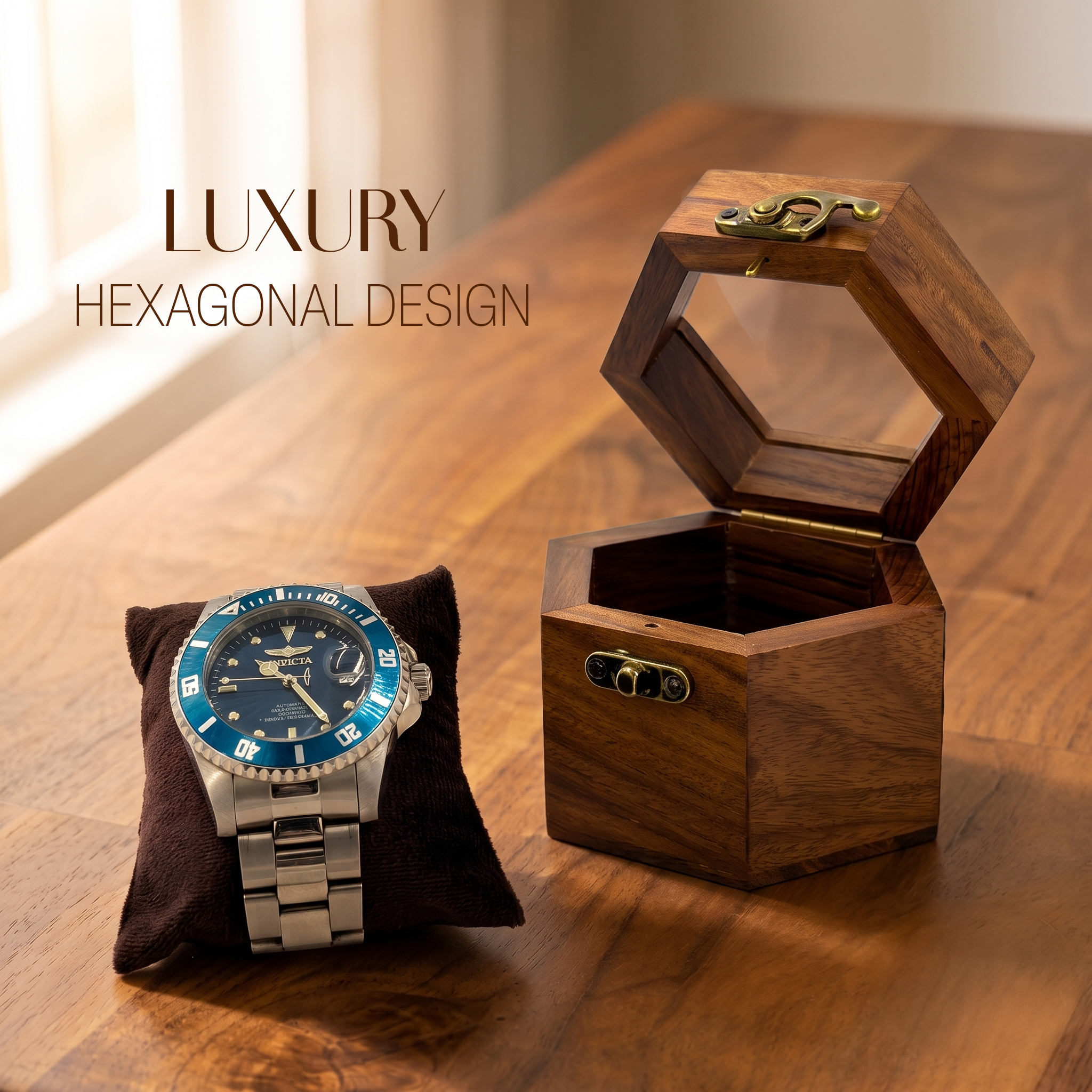 wooden watch box honeycomb 1 slots display case organizer gift for husband wife birthday anniversary