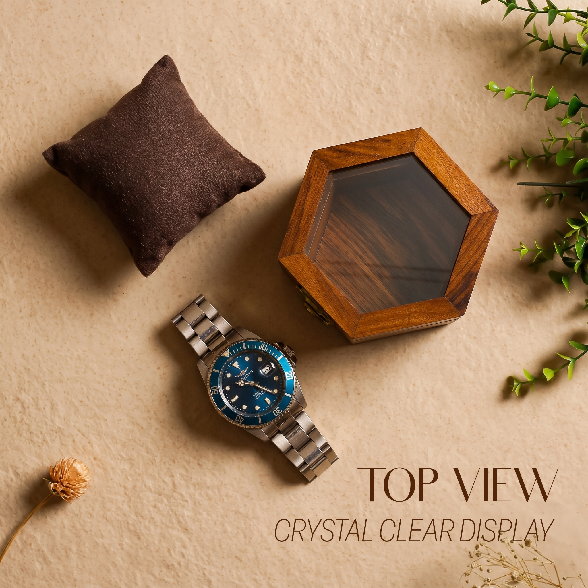 wooden watch box honeycomb 1 slots display case organizer gift for husband wife birthday anniversary
