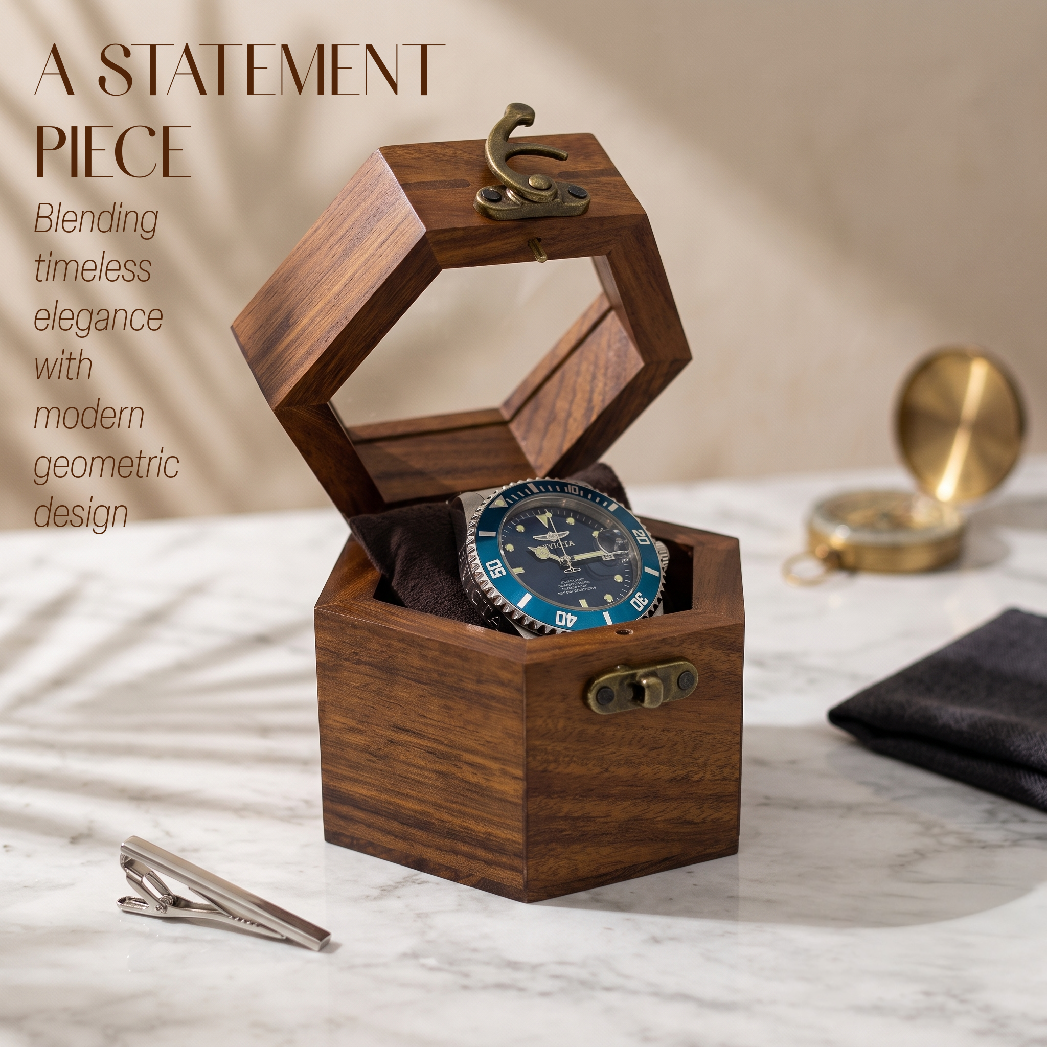 wooden watch box honeycomb 1 slots display case organizer