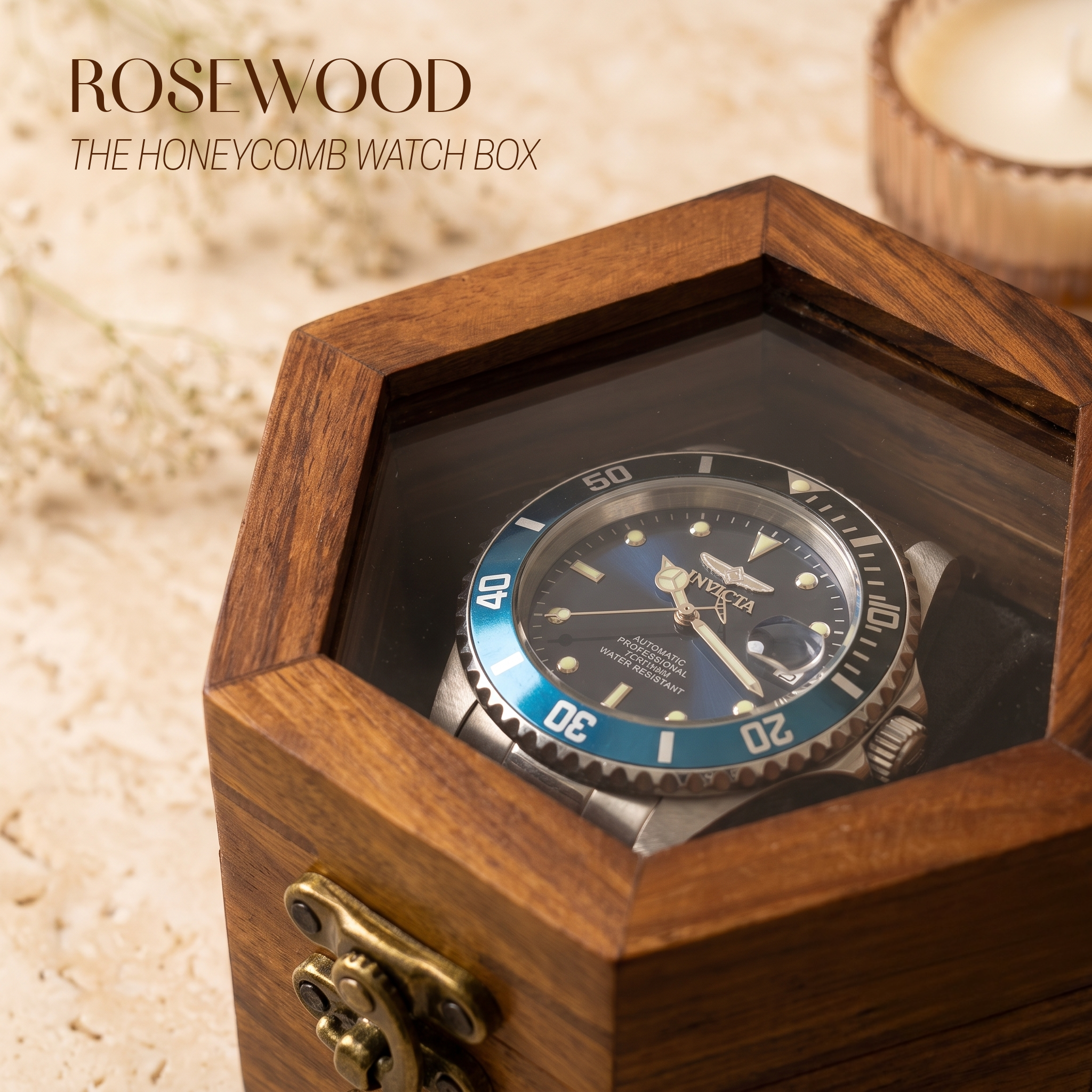 wooden watch box honeycomb 1 slots display case organizer