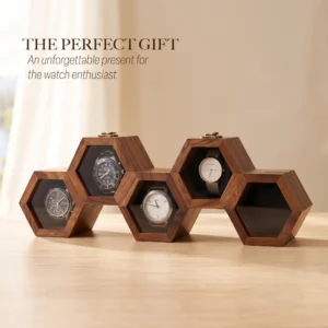 wooden watch box honeycomb 5 slots display case organizer gift for husband wife birthday anniversary wedding housewarming home decor