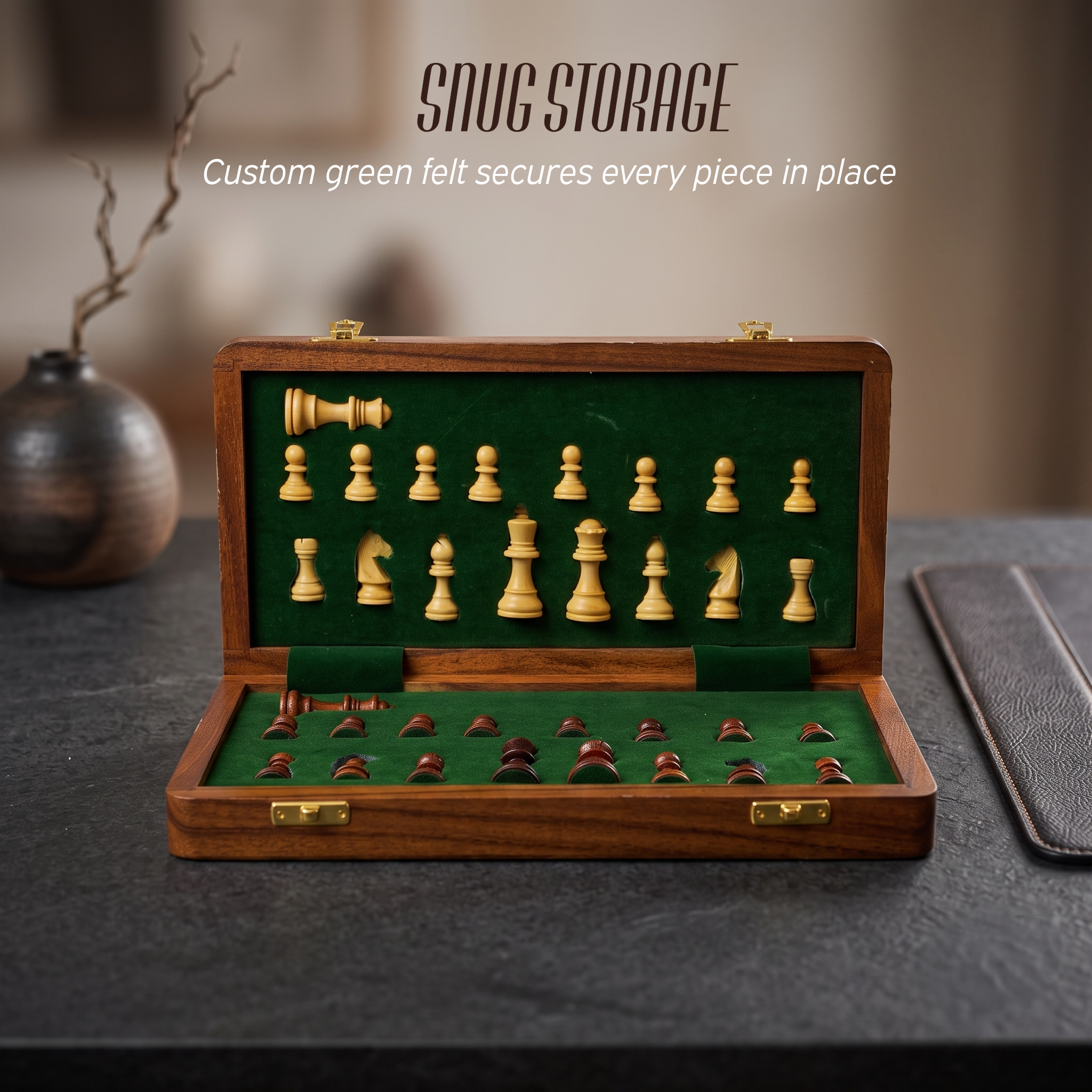 wooden magnetic chess set for birthday anniversary gift for men and women