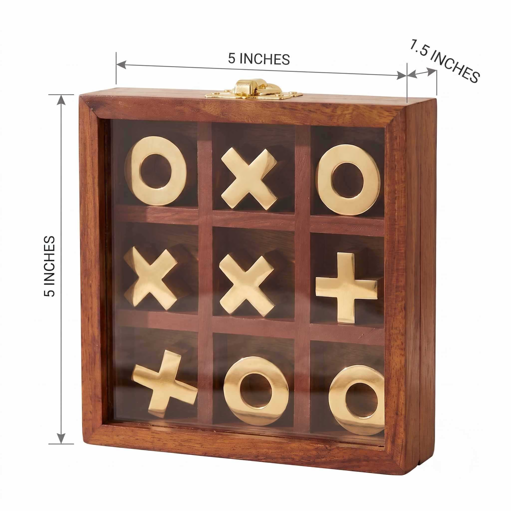 wooden tic tac toe board game brass inalid