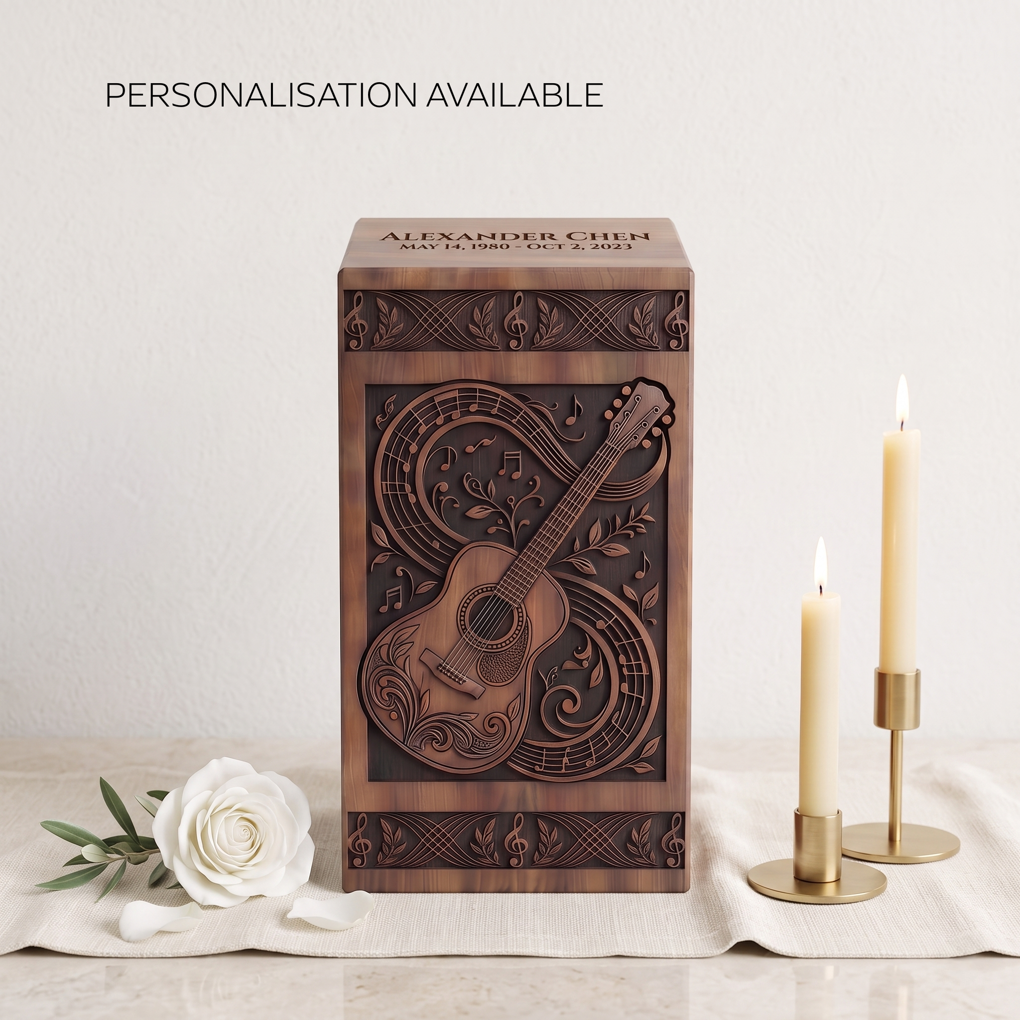 Personalized Wooden Urn for Human Ashes, Custom Cremation Box for Women, Female Memorial Keepsake - Image 4