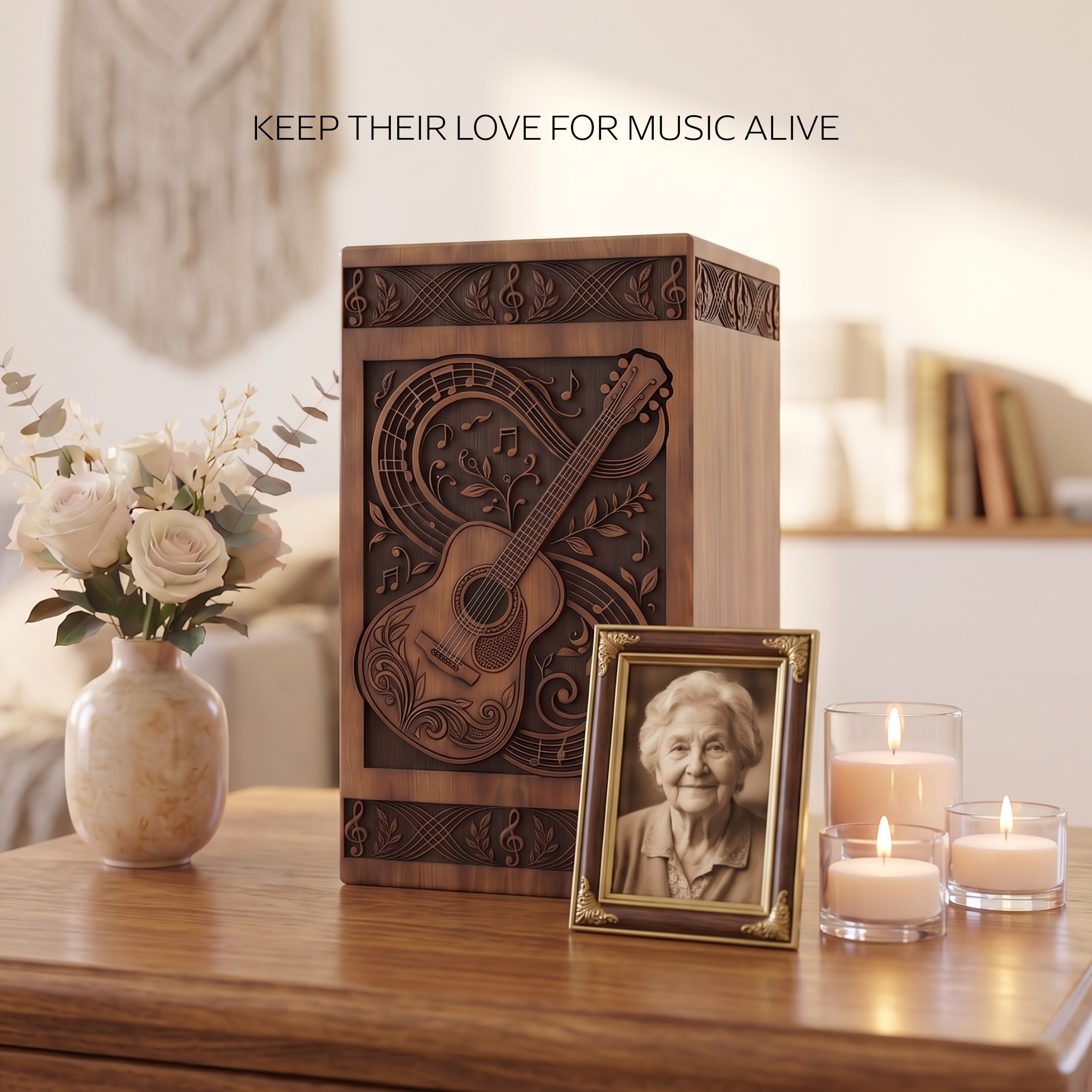 Personalized Wooden Urn for Human Ashes, Custom Cremation Box for Women, Female Memorial Keepsake - Image 6