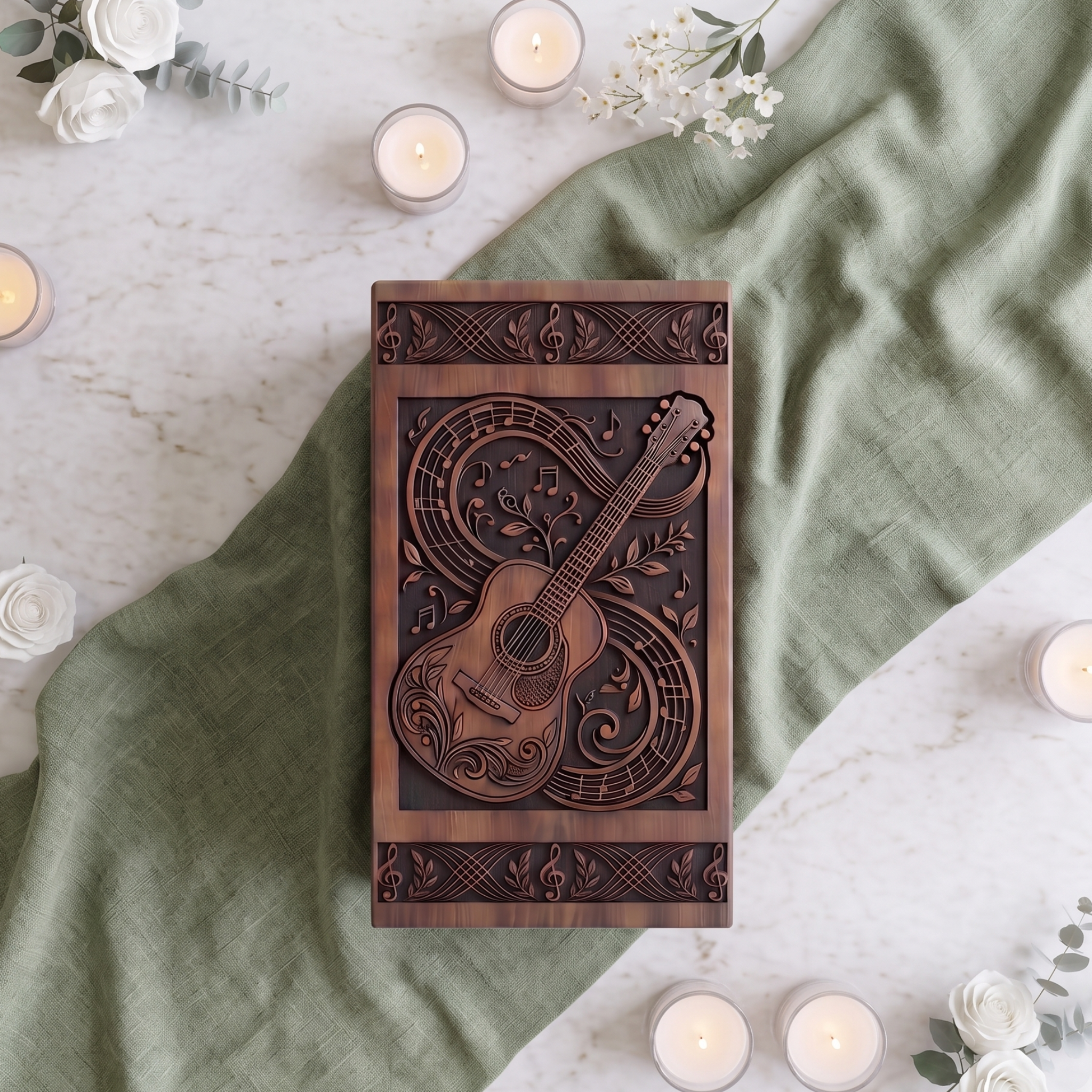 Personalized Wooden Urn for Human Ashes, Custom Cremation Box for Women, Female Memorial Keepsake - Image 2