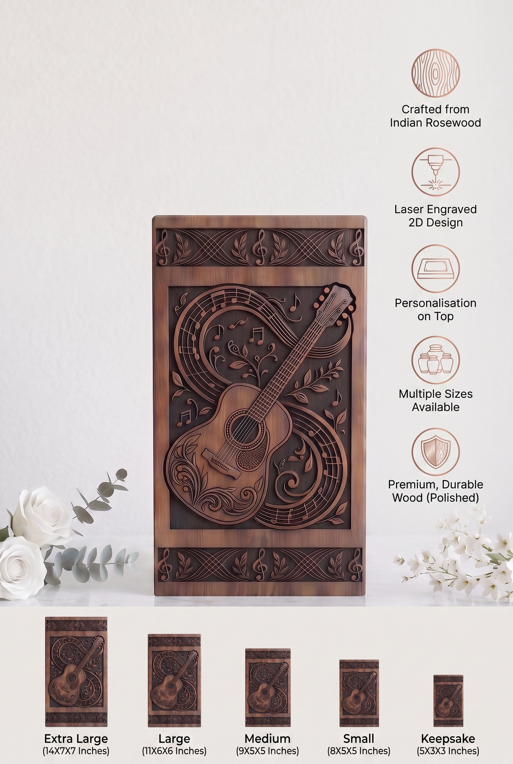 Personalized Wooden Urn for Human Ashes, Custom Cremation Box for Women, Female Memorial Keepsake - Image 9