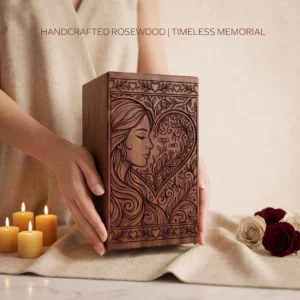 wooden cremation urn for human and pet ashes