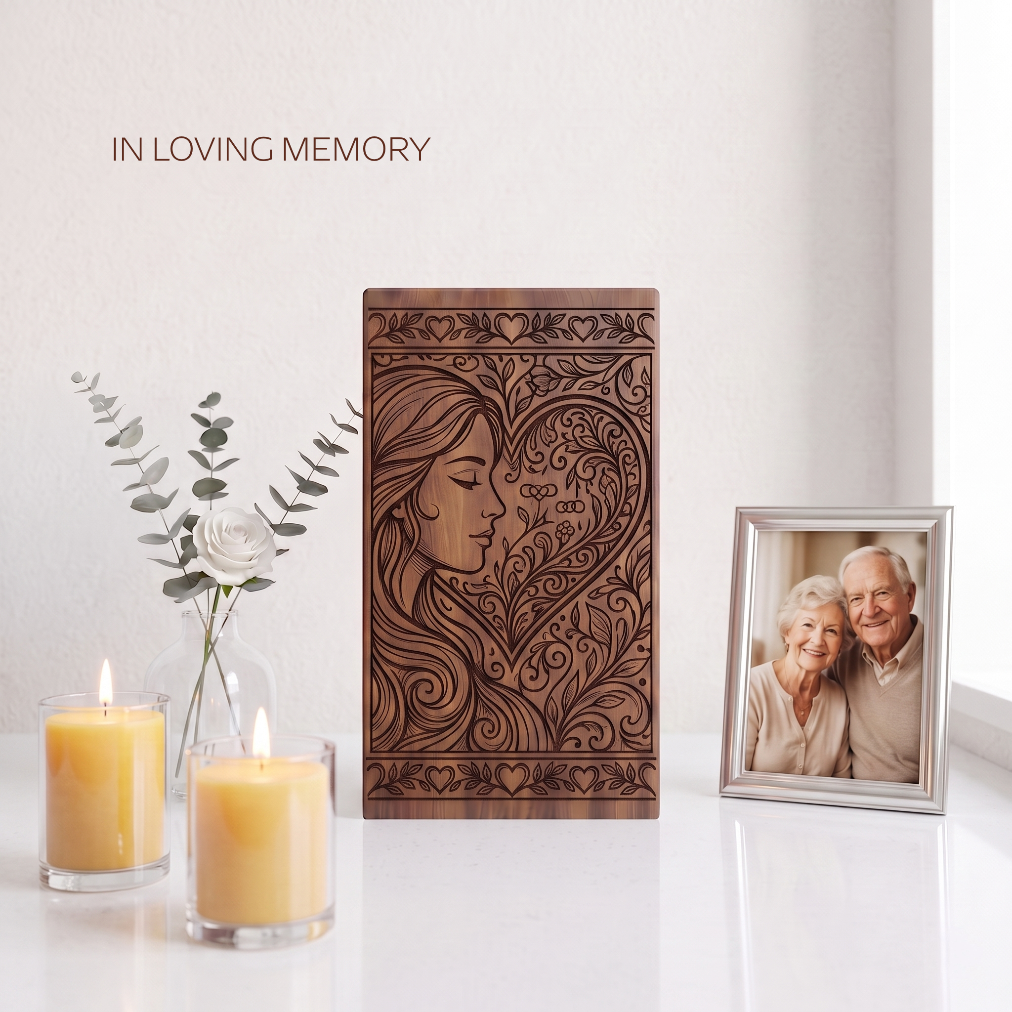 Personalized Wooden Urn for Human Ashes, Custom Cremation Box for Women, Female Memorial Keepsake - Image 3