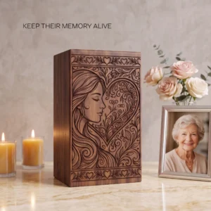 wooden cremation urn for human and pet ashes