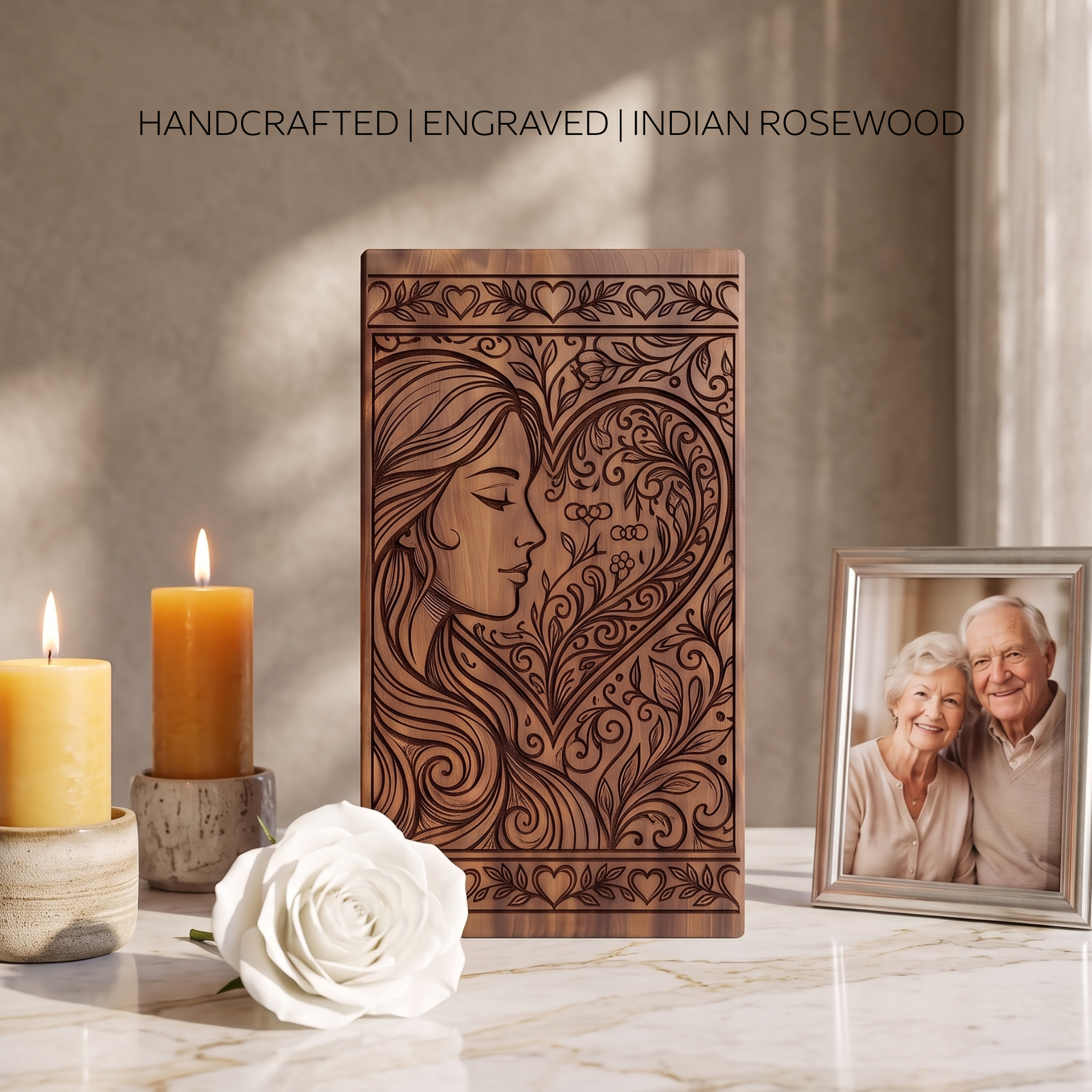 Personalized Wooden Urn for Human Ashes, Custom Cremation Box for Women, Female Memorial Keepsake - Image 7
