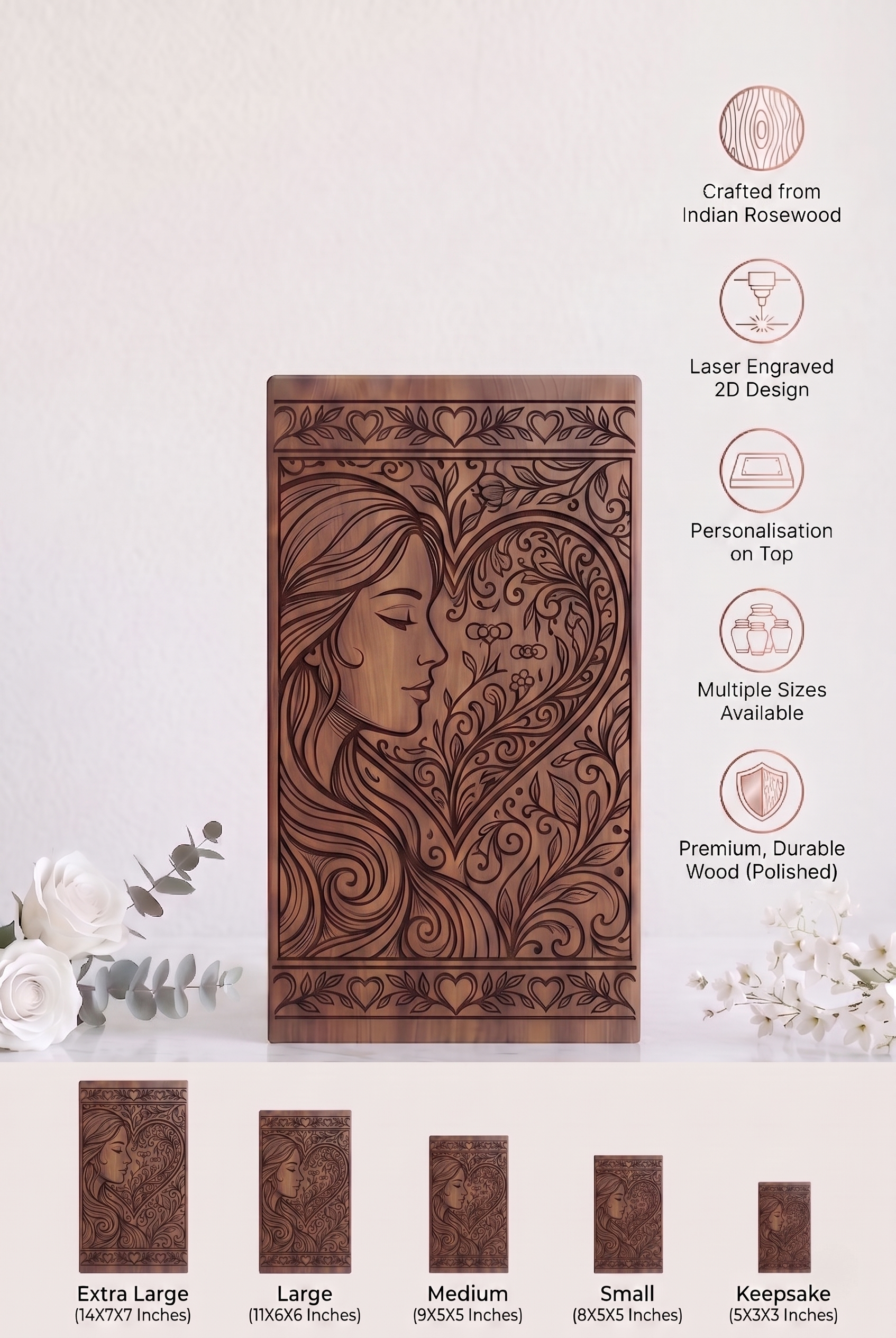 wooden cremation urn