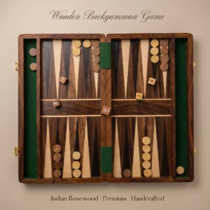 wooden backgammon board game