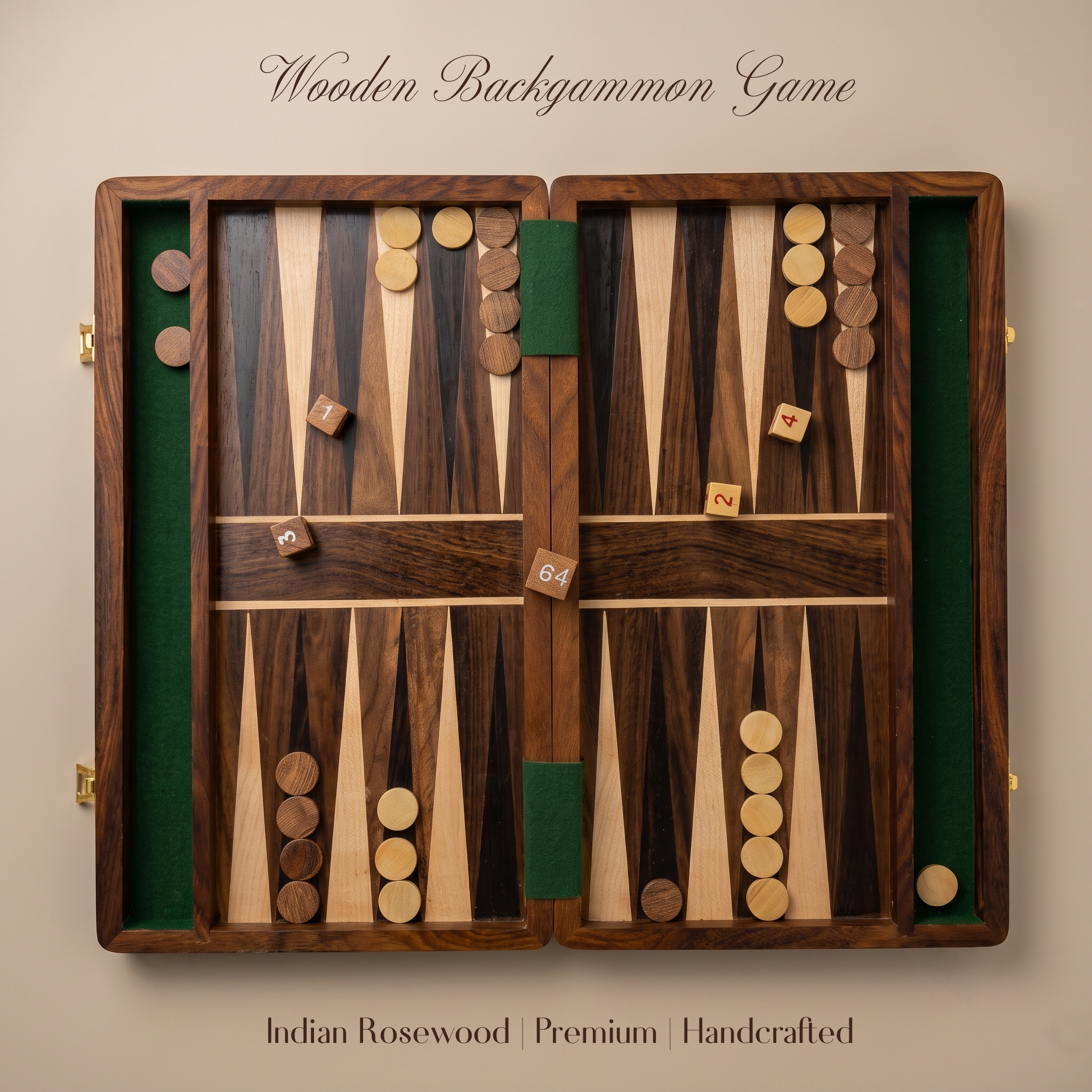 wooden backgammon board game