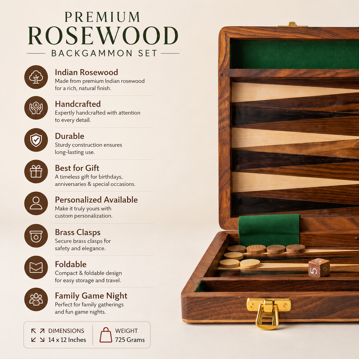 Personalized Wooden Backgammon Board | Personalized Custom Travel Game Set - Christmas, Birthday Gift - Image 10
