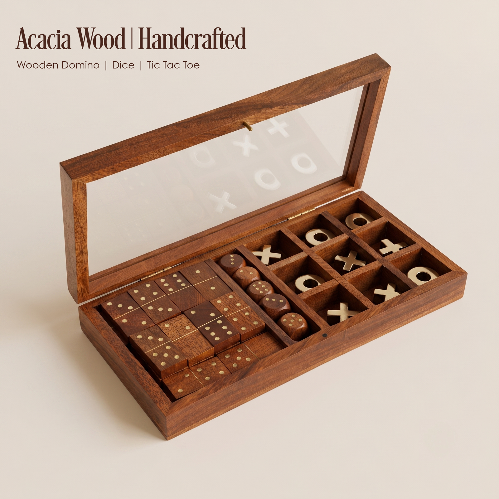 wooden tic tac toe board game